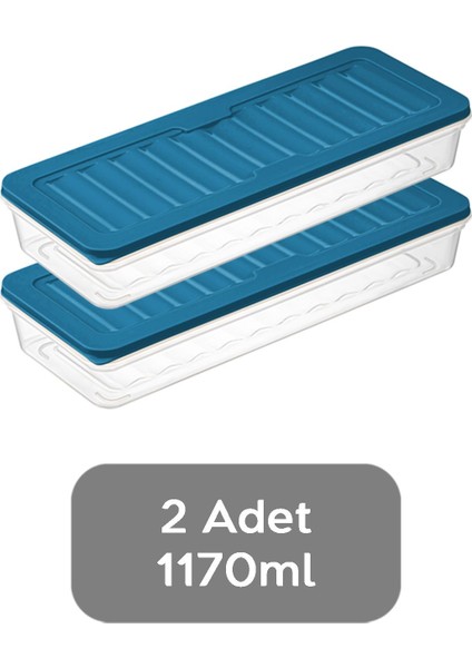 2'li Buzdolabı Organizer Mikrodalga ve Difrize Uygun Saklama Kabı Petrol 2 x 1170 ml