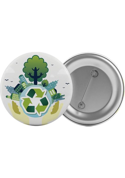 Çevre Koruma Haftası Çanta Rozeti 20 Adet En Büyük Boy 5.8cm Iğneli Broş