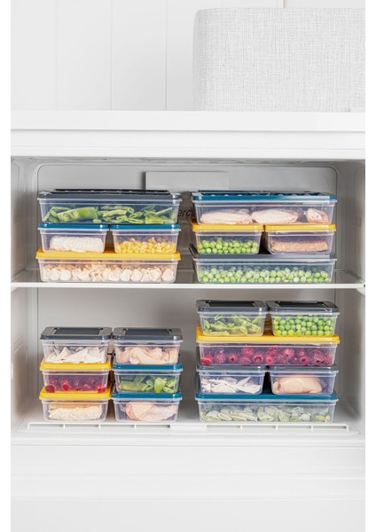 4'lü Buzdolabı Organizer Mikrodalga ve Difrize Uygun Saklama Kabı Antrasit 4 x 2400 ml