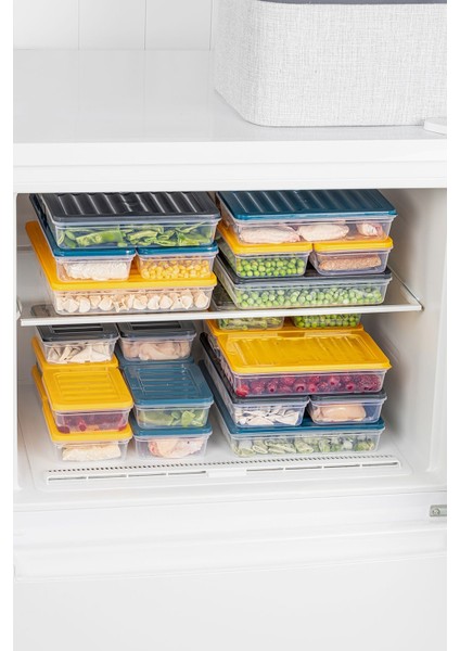 4'lü Buzdolabı Organizer Mikrodalga ve Difrize Uygun Saklama Kabı Antrasit 4 x 2400 ml