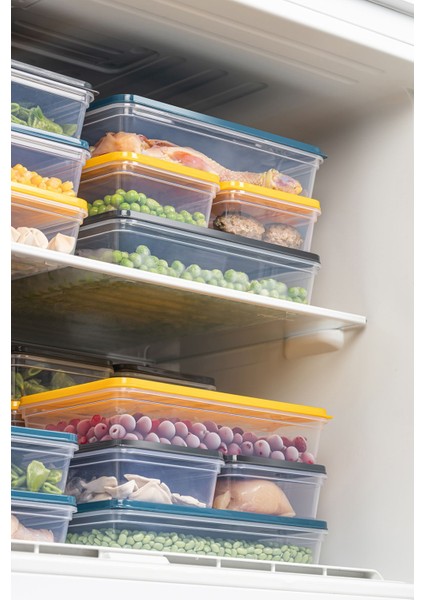 2'li Buzdolabı Organizer Mikrodalga ve Difrize Uygun Saklama Kabı Sarı 2 x 600 ml