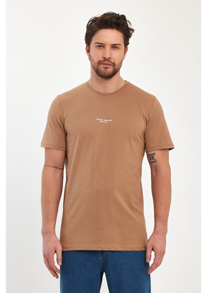 Erkek Önü Rodi Baskılı Bisiklet Yaka T-Shirt RD24YE002757