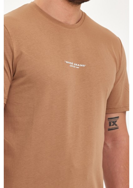 Erkek Önü Rodi Baskılı Bisiklet Yaka T-Shirt RD24YE002757