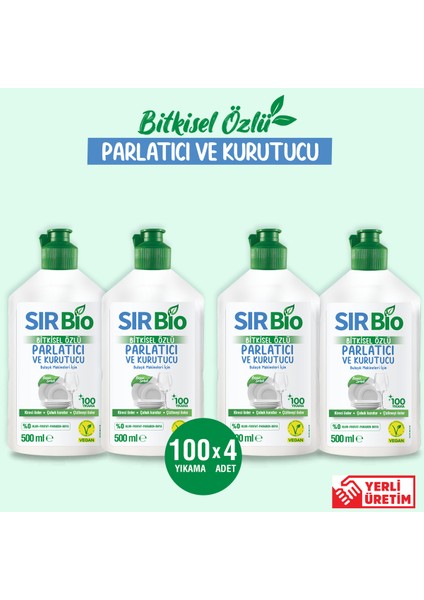 Sır Bio Bitkisel Özlü Bulaşık Makinesi Parlatıcı & Kurutucu 500 ml 4'lü Set