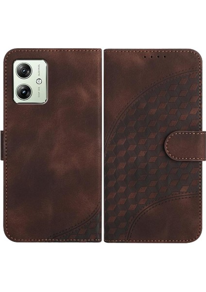 Motorola Moto G54 5g Manyetik Kart Tutucu Geometrik Desen Pu (Yurt Dışından)