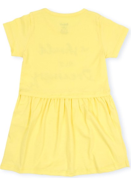 Kız Çocuk Yazı Baskılı Taş Detaylı Cepli Penye Elbise fırsatları