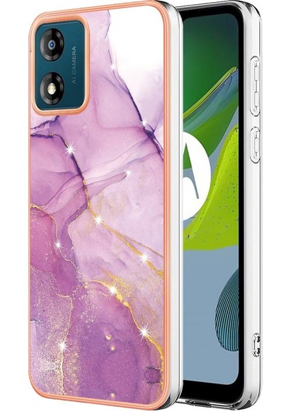 Motorola Moto E7 Güç Koruma Yumuşak Tampon Mermer Desen Ince (Yurt Dışından)