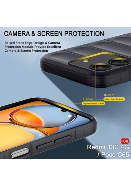 Xiaomi Poco C65 Kılıf Mat Hisli Dalgalı Elde Kaymaz Parmak Izi Yapmaz Içi Kadife Yumuşak Silikon