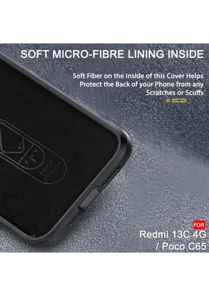 Xiaomi Poco C65 Kılıf Mat Hisli Dalgalı Elde Kaymaz Parmak Izi Yapmaz Içi Kadife Yumuşak Silikon