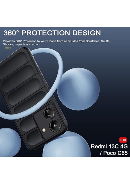 Xiaomi Poco C65 Kılıf Mat Hisli Dalgalı Elde Kaymaz Parmak Izi Yapmaz Içi Kadife Yumuşak Silikon