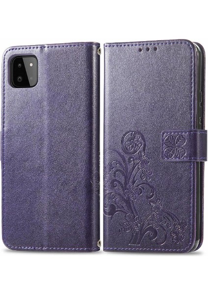 Samsung Galaxy A22 5g Için Kılıf Zarif Iş Dört Yapraklı Yonca Deri (Yurt Dışından)