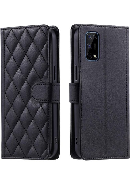 Realme 7 Pro Için Telefon Kılıfı Manyetik El Kayışı Kafes Flip Folio Cüzdan (Yurt Dışından)