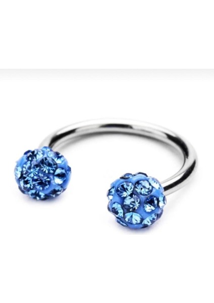 By Dilek Çetin Acessorry Cerrahi Çelik Mavi Taşlı Kıkırdak Helix Tragus Piercing (8 Mm)