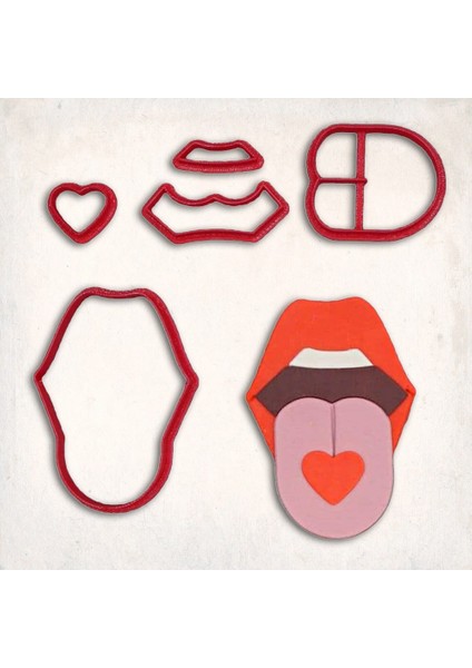 Kalp Dil Detay Kurabiye Kalıp Seti 5’li