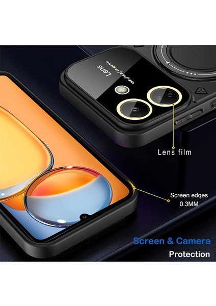 Xiaomi Poco C65 Kılıf Magsafe Dönebilen Halkalı Standlı Kamera Lens Koruma Detaylı Military