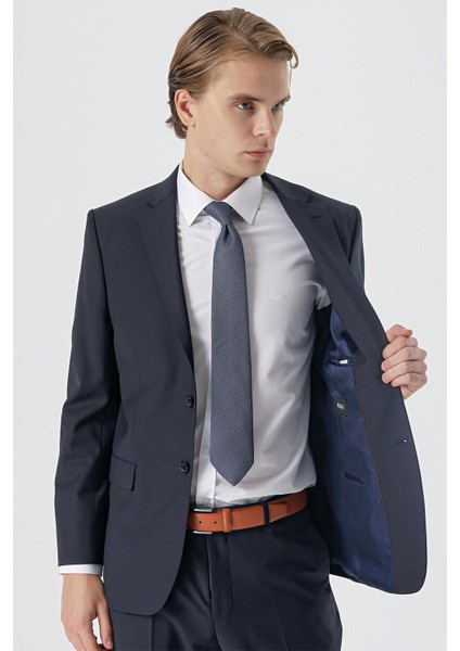Koyu Lacivert Mono Yaka Yünlü Likralı 6 Drop Comfort Fit Rahat Kesim Klasik Takım Elbise 1001235172 fiyatları