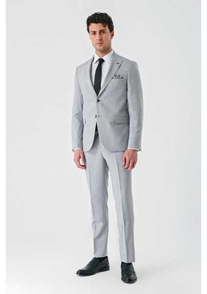 Gri Örme Kırlangıç Yaka 6 Drop Comfort Fit Rahat Kesim Klasik Takım Elbise 1001240112 modelleri