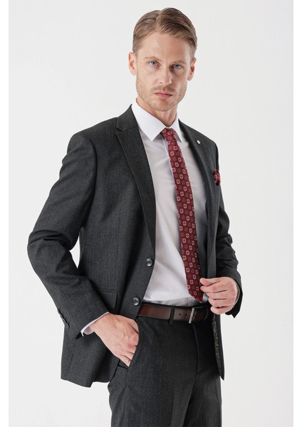 Siyah Desenli Mono Yaka Likralı 6 Drop Comfort Fit Rahat Kesim Klasik Takım Elbise 1001235153 indirimleri