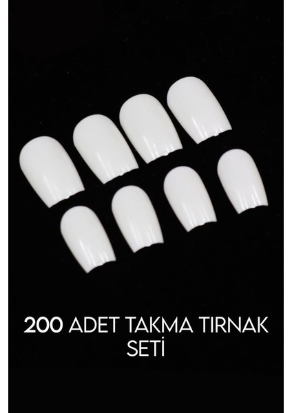 2 Adet 100'LÜ Takma Tırnak Beyaz Badem Model