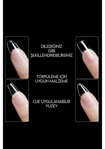 2 Adet 100'LÜ Takma Tırnak Beyaz Badem Model