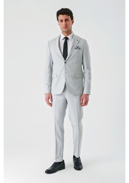 Gri Örme Kırlangıç Yaka 6 Drop Slim Fit Dar Kesim Klasik Takım Elbise 1001240112 modelleri