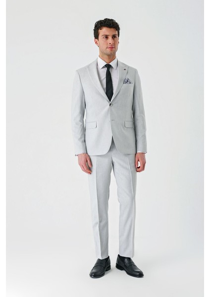 Gri Örme Kırlangıç Yaka 6 Drop Slim Fit Dar Kesim Klasik Takım Elbise 1001240112 fırsatları