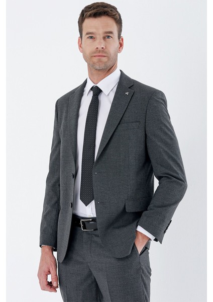 Siyah Desenli Mono Yaka 6 Drop Comfort Fit Rahat Kesim Klasik Takım Elbise 1001235163