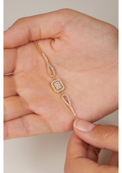 Kadın Zirkon Baget Taşlı Model 925 Ayar Gümüş Bileklik indirimleri