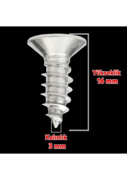 Sunta Vidası 3X16 Paket 1000 Adet Sivri Uçlu Ahşap Tahta Ağaç Mobilya Ayak Kulp Vidası