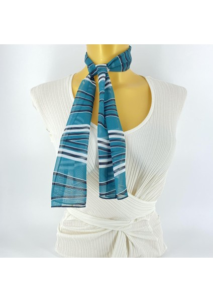 Paredora Büyük Üçgenler Petrol Mavisi Kısa Fular