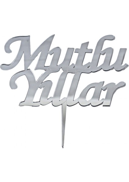 Pasta Üstü Yazısı Mutlu Yıllar - Gümüş
