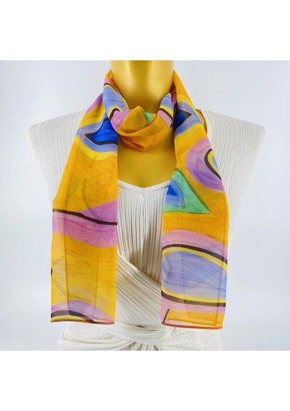 Paredora Damla Desenli Turuncu Uzun Fular