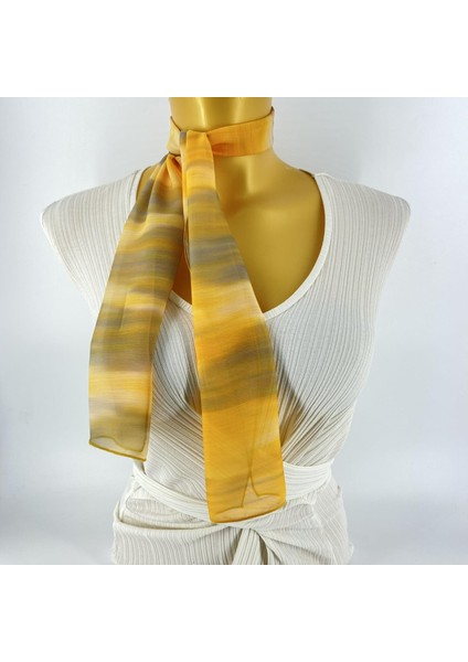 Paredora Soft Desenli Gold Krem Kısa Fular