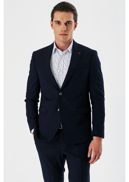 Lacivert Düz Kırlangıç Yaka Likralı 6 Drop Slim Fit Dar Kesim Klasik Takım Elbise 1001240161 modelleri