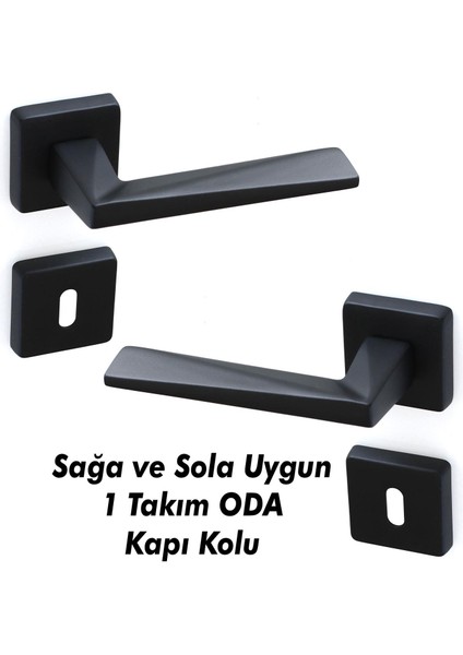 Vista Mat Siyah Oda Kapı Kolu Kare Rozetli Sürgülü ve Çelik Kapı Kulpu Uyumlu Sağ Sol Uygun Kolları fiyatları