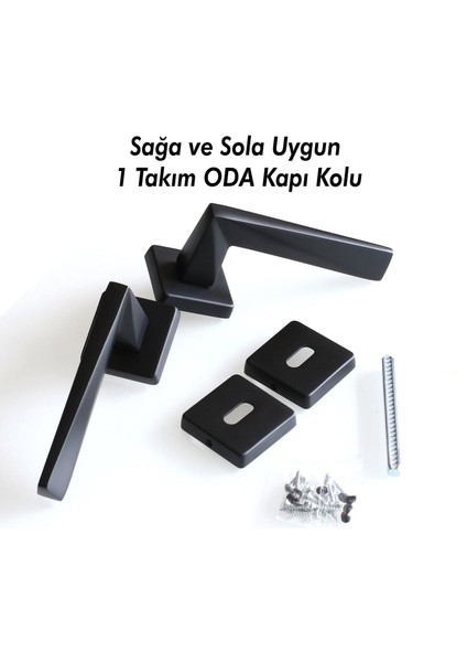 Vista Mat Siyah Oda Kapı Kolu Kare Rozetli Sürgülü ve Çelik Kapı Kulpu Uyumlu Sağ Sol Uygun Kolları indirimleri