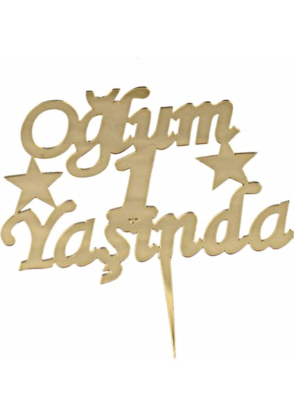 Pasta Üstü Yazısı Oğlum 1 Yaşında - Gold