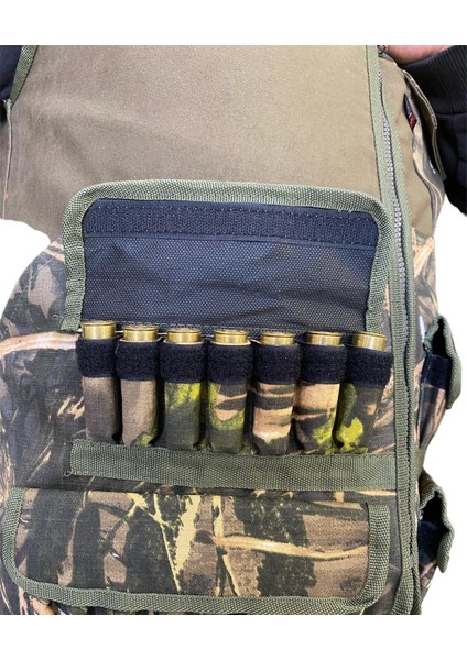 Avcı Yeleği 30 Fişek Kapasiteli Yeşil Ağaç Desen Mevsimlik Avcı Yeleği fırsatları