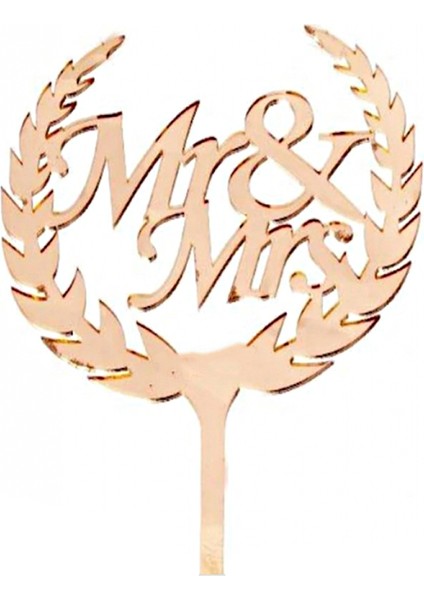 Pasta Üstü Yazısı Mr & Mrs - Gold