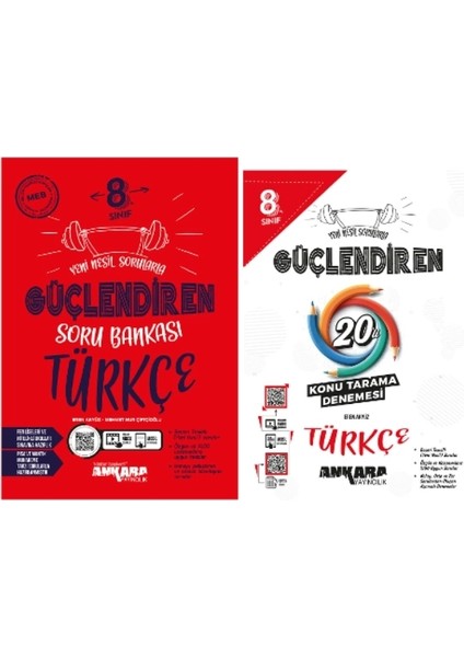 8.Sınıf Türkçe Güçlendiren Soru Bankası ve Türkçe 20'li Konu Tarama Denemesi 2 Kitap