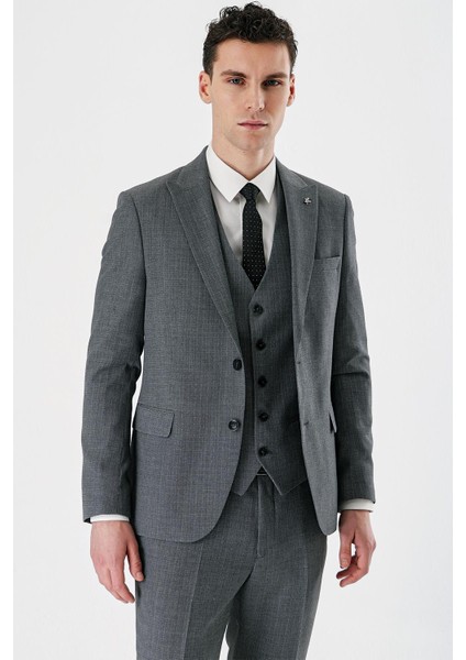 Füme Desenli Kırlangıç Yaka Yelekli 6 Drop Slim Fit Dar Kesim Klasik Takım Elbise 1001240157 fiyatları