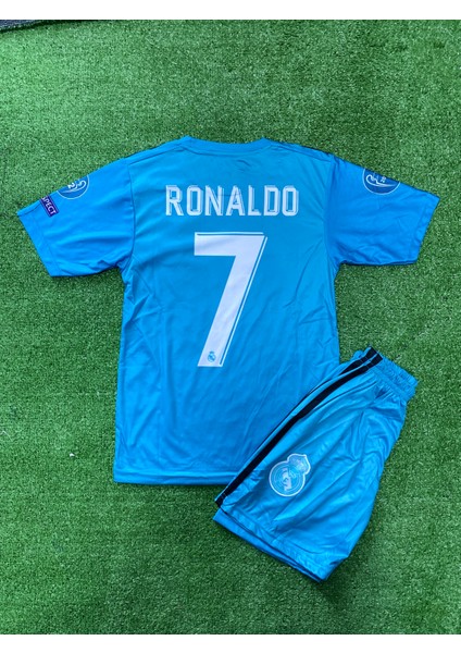 Real Madrid Ronaldo 2018 Deplasman Turkuaz Çocuk Halı Saha Forması