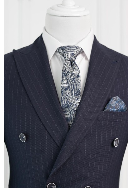 Luigi Diberti Çizgili Sivri Yaka Çift Yırtmaçlı Slimfit Takım Elbise modelleri