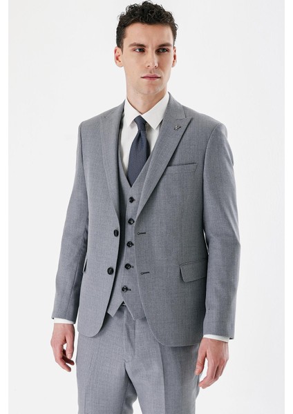 Gri Desenli Kırlangıç Yaka Yelekli 6 Drop Slim Fit Dar Kesim Klasik Takım Elbise 1001240157 fiyatları