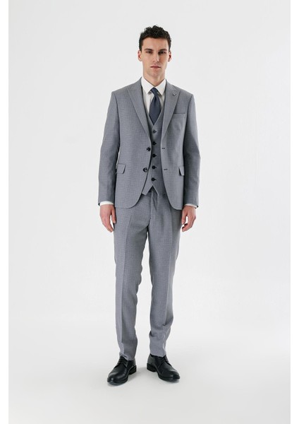Gri Desenli Kırlangıç Yaka Yelekli 6 Drop Slim Fit Dar Kesim Klasik Takım Elbise 1001240157 fırsatları