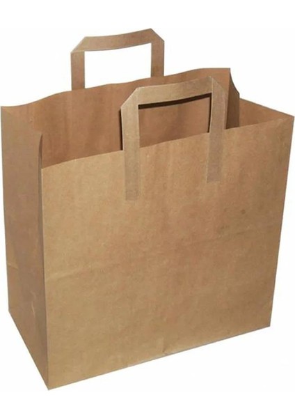 Flat Kraft Kağıt Çanta Karton Hediyelik Poşet Torba - 22X28 Cm. - 30 Adet