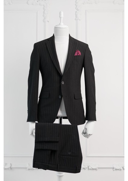 Slimfit Çizgili Mono Yaka Çift Yırtmaçlı Likralı Jogger Takım Elbise fiyatları