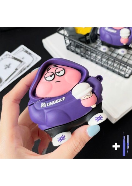 Pro Uyumlu Hoodie Patrick Yıldız Figürlü Kılıf ve Mavi Bluetooth Kulaklık Temizleme Kalemi Ikili Set modelleri
