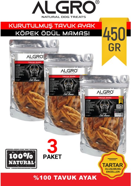 %100 Tavuk Ayak Çiğneme Maması 150 gr x 3 Paket
