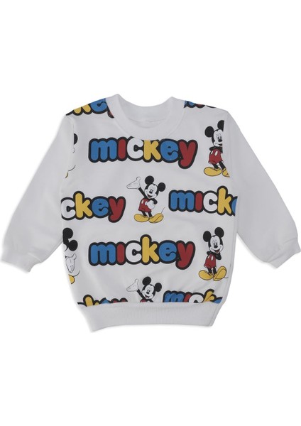 Erkek Bebek Mickey Mouse Baskılı Yazılı 2'li Alt Üst Takım